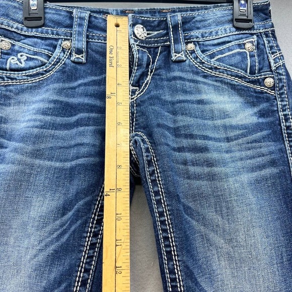 Rock Revival Women's Heather Capri Denim Pants Size 26 (2) Embellished Pockets - Picture 5 of 16